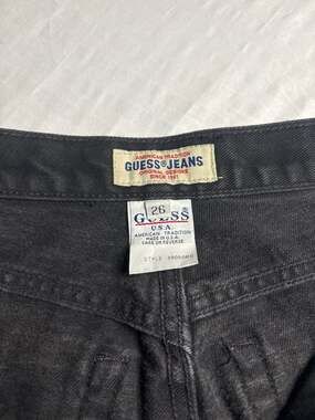 Vintage Guess Made in USA High Waisted Straight Leg Jeans Size 26 Faded Black
